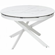Керамический стол Trento 120 high gloss statuario белый мрамор глянцевый керамика / белый каркас