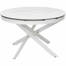 Керамический стол Trento 120 high gloss statuario белый мрамор глянцевый керамика / белый каркас