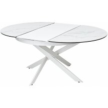 Керамический стол Trento 120 high gloss statuario белый мрамор глянцевый керамика / белый каркас