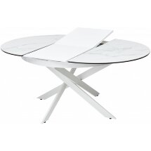 Керамический стол Trento 120 high gloss statuario белый мрамор глянцевый керамика / белый каркас