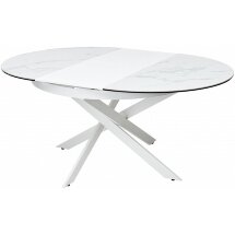 Керамический стол Trento 120 high gloss statuario белый мрамор глянцевый керамика / белый каркас