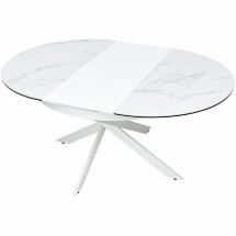 Керамический стол Trento 120 high gloss statuario белый мрамор глянцевый керамика / белый каркас