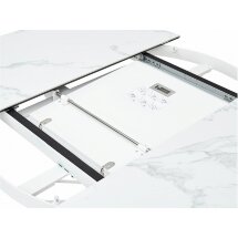 Керамический стол Trento 120 high gloss statuario белый мрамор глянцевый керамика / белый каркас