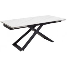 Керамический стол Livorno Matt white marble sintered stone / black