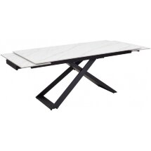 Керамический стол Livorno Matt white marble sintered stone / black