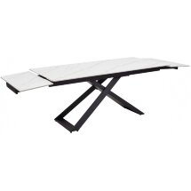Керамический стол Livorno Matt white marble sintered stone / black