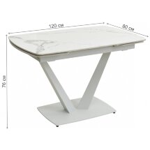 Керамический стол Alarti gloss statuario white sintered stone / white