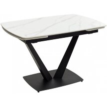 Керамический стол Alarti matt white marble sintered stone / black