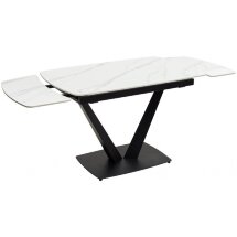 Керамический стол Alarti matt white marble sintered stone / black