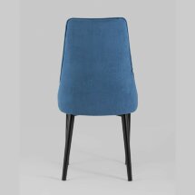 Стул Stool Group Ларго темно-синий обивка велюр матовый ножки из металла цвет черный
