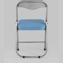 Стул складной Stool Group ДЖОН голубой обивка из экокожи на хромированном каркасе из металла