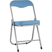 Стул складной Stool Group ДЖОН голубой обивка из экокожи на хромированном каркасе из металла