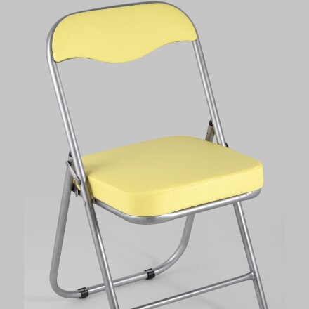 Стул складной Stool Group ДЖОН желтый обивка из экокожи на хромированном каркасе из металла 