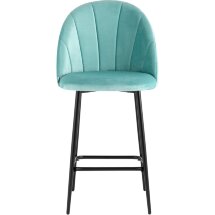 Стул полубарный Stool Group Логан велюр пыльно-голубой ножки металл черный