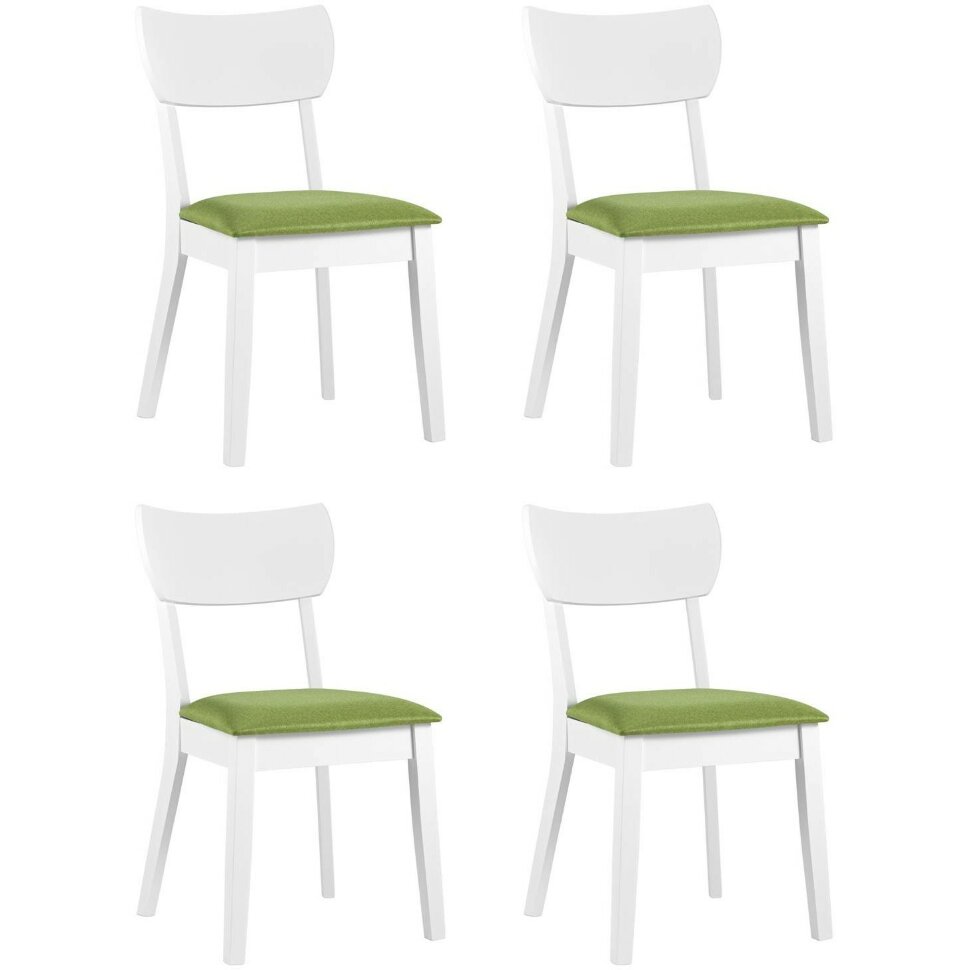 Комплект из четырех стульев Stool Group TOMAS WHITE белый каркас салатовая обивка Комплект из четырех стульев Stool Group TOMAS WHITE белый каркас салатовая обивка