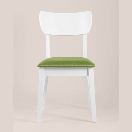 Комплект из четырех стульев Stool Group TOMAS WHITE белый каркас салатовая обивка 
