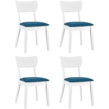 Комплект из четырех стульев Stool Group TOMAS WHITE из массива гевеи, каркас белый, сиденье синее