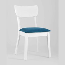 Комплект из четырех стульев Stool Group TOMAS WHITE из массива гевеи, каркас белый, сиденье синее