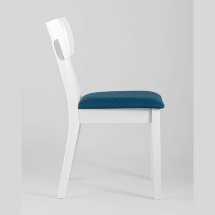 Комплект из четырех стульев Stool Group TOMAS WHITE из массива гевеи, каркас белый, сиденье синее