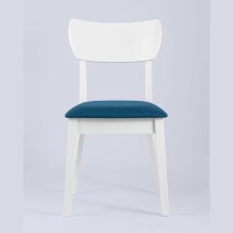Комплект из четырех стульев Stool Group TOMAS WHITE из массива гевеи, каркас белый, сиденье синее