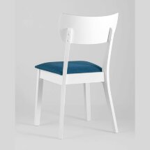 Комплект из четырех стульев Stool Group TOMAS WHITE из массива гевеи, каркас белый, сиденье синее