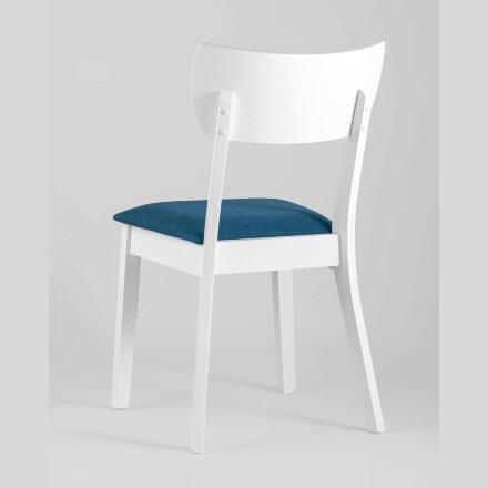 Комплект из четырех стульев Stool Group TOMAS WHITE из массива гевеи, каркас белый, сиденье синее 