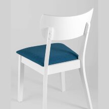 Комплект из четырех стульев Stool Group TOMAS WHITE из массива гевеи, каркас белый, сиденье синее