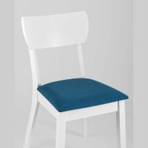 Комплект из четырех стульев Stool Group TOMAS WHITE из массива гевеи, каркас белый, сиденье синее