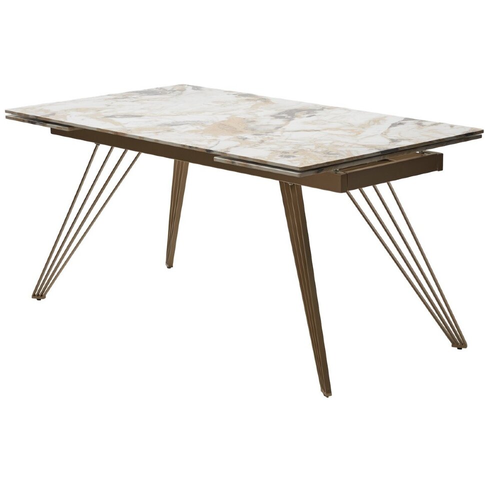 Стол ACERRA NEW 160 GLOSS GRAND JADE SOLID CERAMIC/ каркас цвета шампань, ®DISAUR 