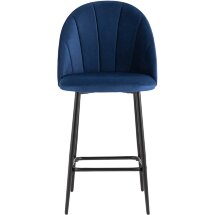 Стул полубарный Stool Group Логан велюр синий ножки металл черный