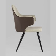 Стул Stool Group Альдо с подлокотниками обивка экокожа коричневый рогожка серый ножки металл