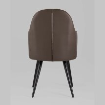 Стул Stool Group Альдо с подлокотниками обивка экокожа коричневый рогожка серый ножки металл