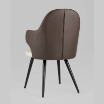 Стул Stool Group Альдо с подлокотниками обивка экокожа коричневый рогожка серый ножки металл
