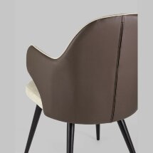 Стул Stool Group Альдо с подлокотниками обивка экокожа коричневый рогожка серый ножки металл