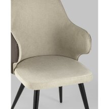 Стул Stool Group Альдо с подлокотниками обивка экокожа коричневый рогожка серый ножки металл