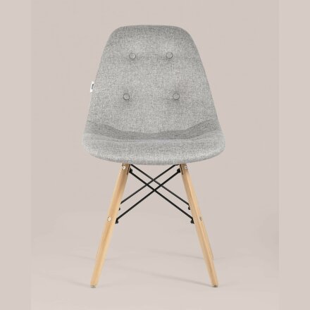 Стул Stool Group DSW SOFT светло-серый обивка рогожка ножки массив бука металлический каркас 