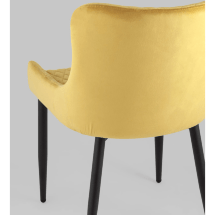 Стул мягкий Stool Group Ститч ткань велюр оранжевый прострочка и черные металлические ножки