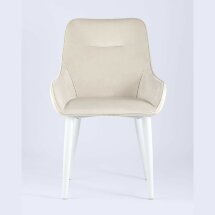 Стул Stool Group Диана велюр цвет кремовый ножки белые из металла