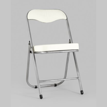 Стул складной Stool Group ДЖОН слоновая кость обивка из экокожи на хромированном каркасе из металла 