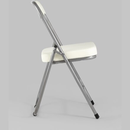 Стул складной Stool Group ДЖОН слоновая кость обивка из экокожи на хромированном каркасе из металла 