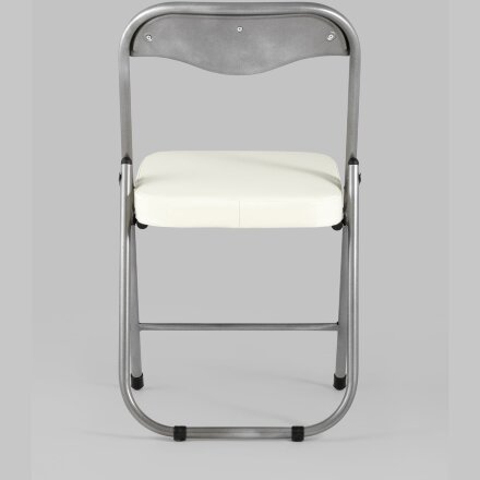 Стул складной Stool Group ДЖОН слоновая кость обивка из экокожи на хромированном каркасе из металла 