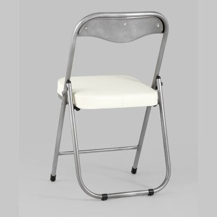 Стул складной Stool Group ДЖОН слоновая кость обивка из экокожи на хромированном каркасе из металла 