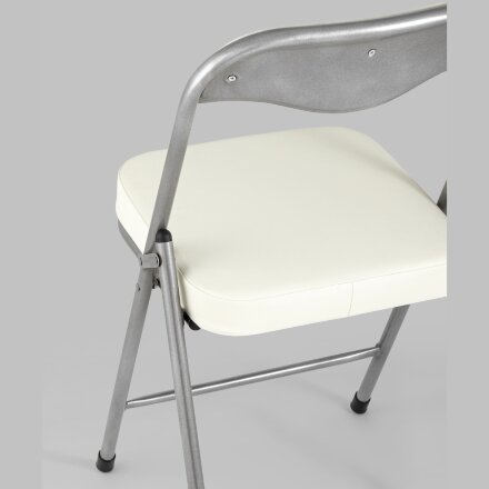Стул складной Stool Group ДЖОН слоновая кость обивка из экокожи на хромированном каркасе из металла 