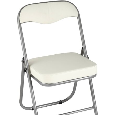 Стул складной Stool Group ДЖОН слоновая кость обивка из экокожи на хромированном каркасе из металла 