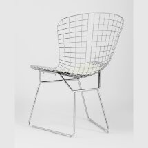 Стул обеденный Bertoia хромированный с белой подушкой