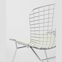 Стул обеденный Bertoia хромированный с белой подушкой