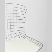 Стул обеденный Bertoia хромированный с белой подушкой