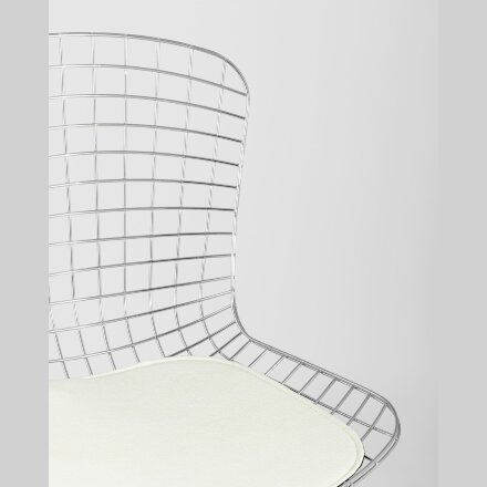 Стул обеденный Bertoia хромированный с белой подушкой 
