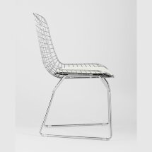 Стул обеденный Bertoia хромированный с белой подушкой