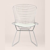 Стул обеденный Bertoia хромированный с белой подушкой